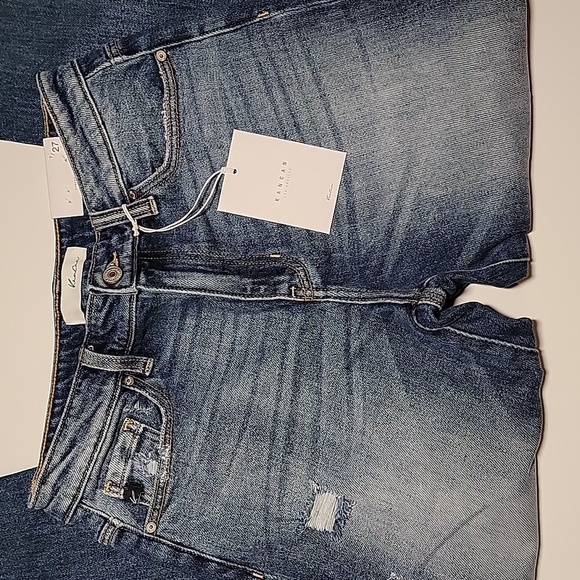KanCan Boyfriend Blue Jeans Denim Pants Relaxed Fit Distressed Cuffed Blue 7 27 - Picture 6 of 16